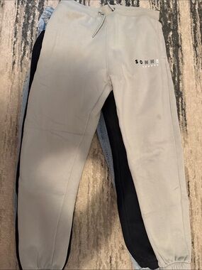 Men's Beige Fleece Joggers